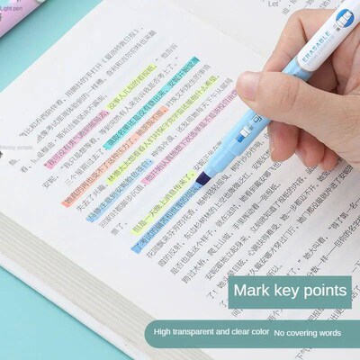 6pcs Erasable Highlighters Pastel Markers Dual Tip Fluoresce