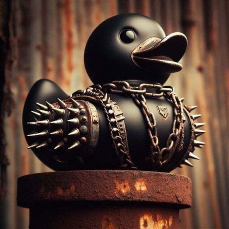 Duckieville Duck撒旦鸭朋克鸭死亡摇滚鸭瓦伦蒂娜夫人哥特鸭摆件 - 实物图
