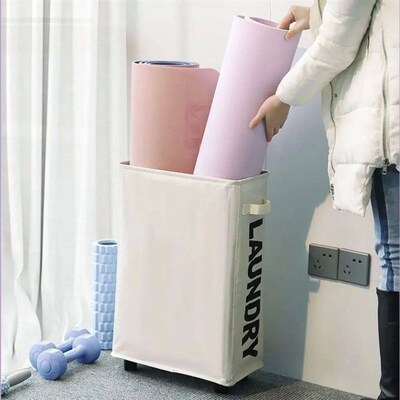 Yoga Organizer Basket Rolling Laundry Basket with Wheels Fol