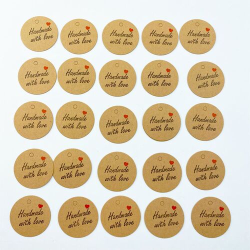 100pcs Round Kraft Paper Gift Tags Baking Printed Tag Celebr