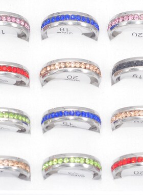 Bulk Lots 30pcs Colorful CZ Crystal Wedding Rings Women Luxu