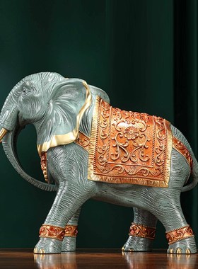吉祥富贵黄铜富贵吉祥大象摆件一对家居装饰摆设乔迁新居礼