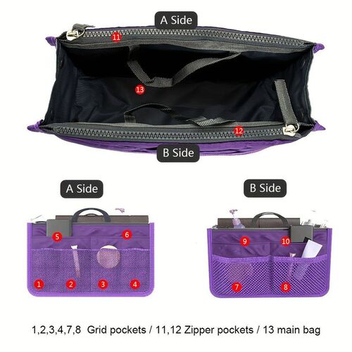 Multifunctional Bi-fold Storage Bag Double Zipper Large Capa