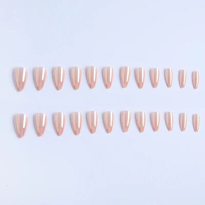 24pcs Stiletto Aurora Fake Nails Set Press On Short Almond N