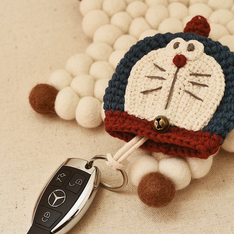 创意礼品个性潮手工毛线钩织成品零钱包卡通复古猫钥匙包抽拉式女