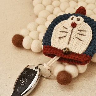 创意礼品个性潮手工毛线钩织成品零钱包卡通复古猫钥匙包抽拉式女