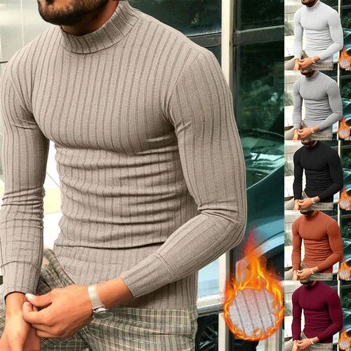 Autumn and Winter Mens Rollneck Sweater Pullover Knitted
