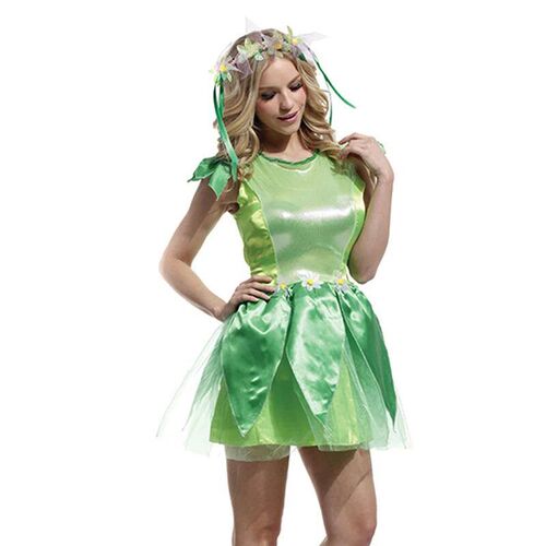 Carnival Halloween Lady Kid Green Tinker Elf Fairy Costume