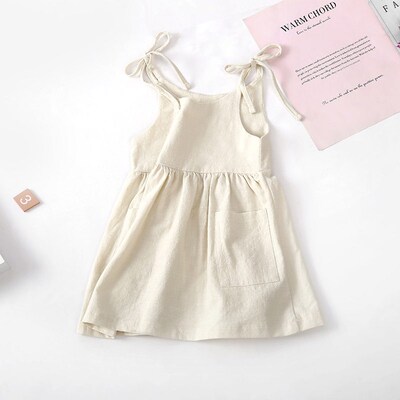 Summer Toddler Girl Dress Sleeveless Cotton Kids Beach Dress