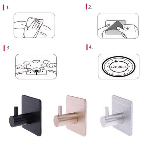 Durable Aluminum Door Hook Self Adhesive Home Wall Door Hook