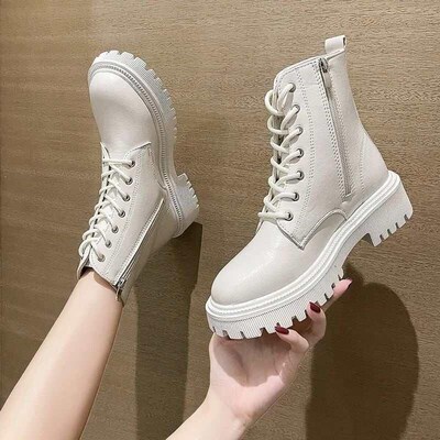 Women Ankle Boots Fashion Autumn  2023 Casual Female White C