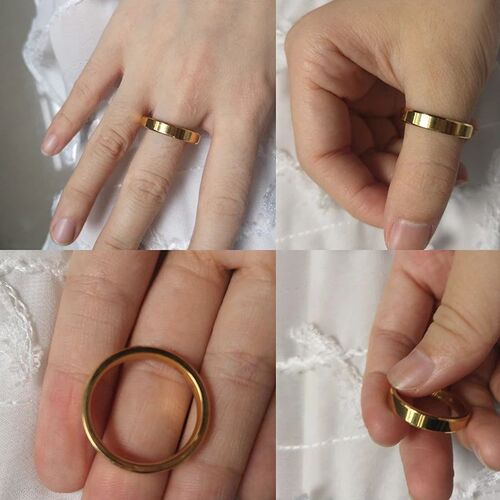 4mm Simple Smooth Women Rings Black Stainless Steel Men Ring
