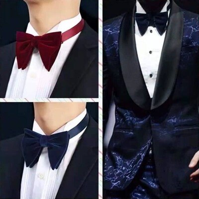 Fashion Velvet Big Bowties For Women Mens Groom Wedding Bow