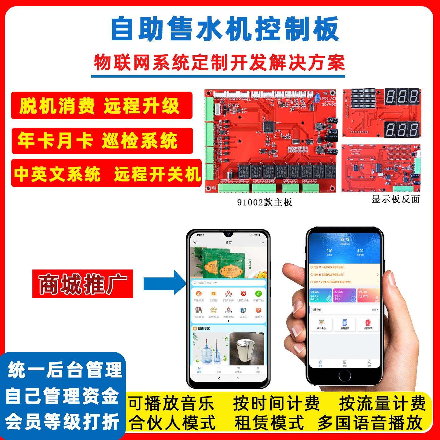无人自助售水机主板商用智能小区售水开关器小区老款改造一卡 通