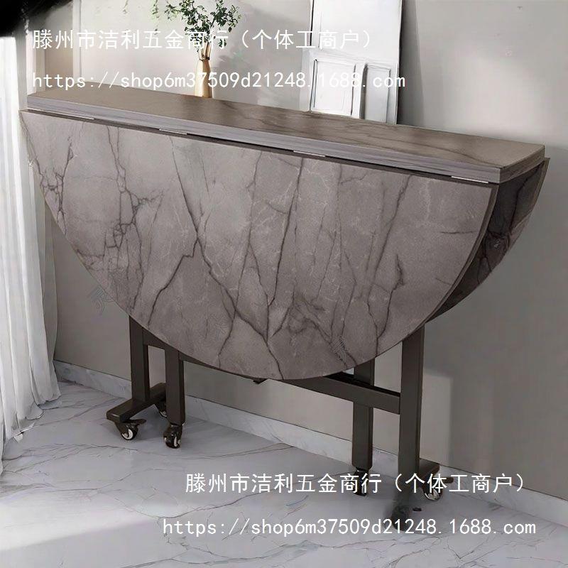 灵朵折叠餐桌家用圆桌小户型带转盘简易出租房用多功能客厅饭桌
