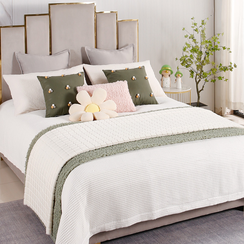 展厅样板间 家具配套床品 女孩儿童房粉色卡通床上用品 罗勒绿