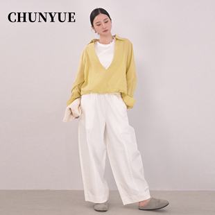 纯阅时尚风独特漂亮蓝色长袖衬衣洋气穿搭轻奢减龄主咖来了女士衬