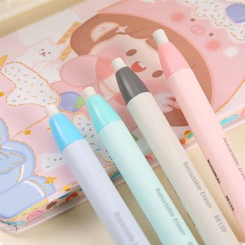Creative Press Type Pen Shape Pencil Eraser Retractable Repl