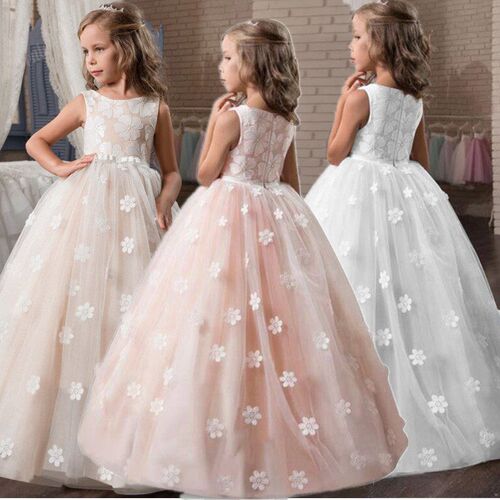 Vintage Flower Girls Dress for Wedding Evening Children Prin