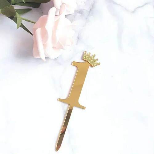 Acrylic Glitter Crown Numbers Happy Birthday Cake Topper  s