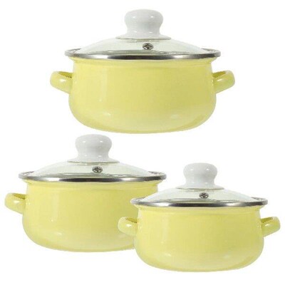 3 Pcs Enamel Pot Decorative Pans Cooking Pots with Handle