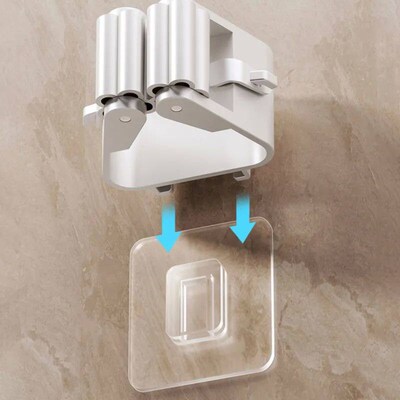 Bathroom Storage Rack Mop Holder Wall Mounted Mop Organizer