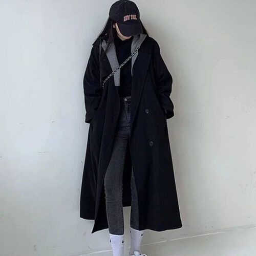 Small Korean Version of College Style, High-end Black Woolen