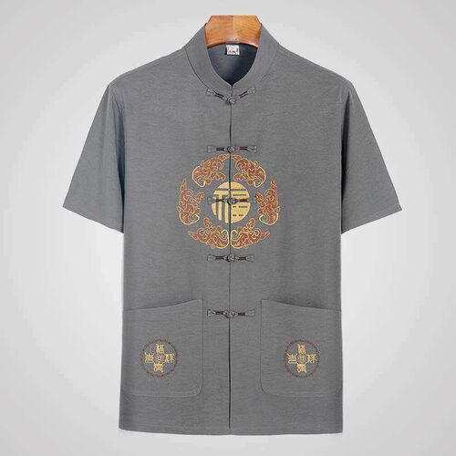 Tang Suit Mens Summer Short-sleeved Fuzi Middle-aged and El