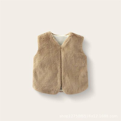 2025 Baby bodysuit Girls imitation fur vest Childrens plus