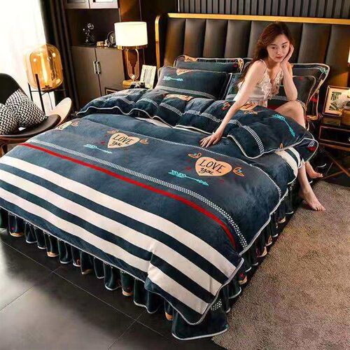 Winter thickened milk velvet four-piece set plus velvet anti