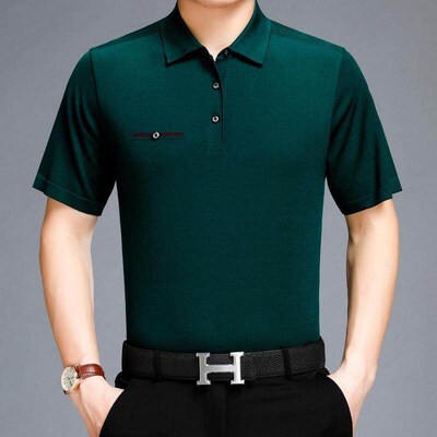 Summer New Dads Short-sleeved Solid Color Simple Casual Lap