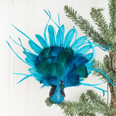 Christmas gift  tree 3d peacock pendant natural feathers