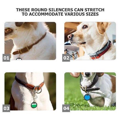 8 Pcs Dog Tag Protective Cover Black Silencers Pet Id