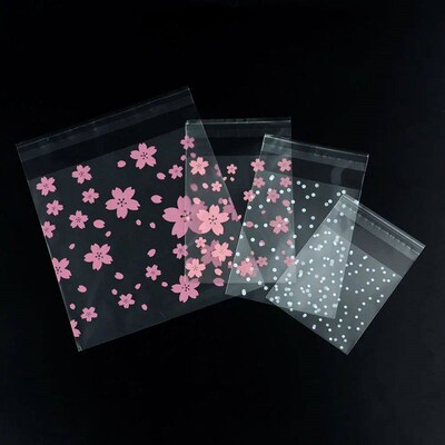 100Pcs Plastic Transparent Gift Bag Dot Candy Cookie Packagi