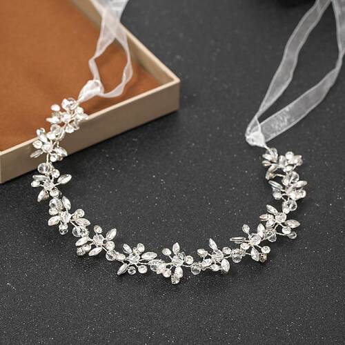 Silver Color Headbands For Women Bride Handmade Crystal Rhin
