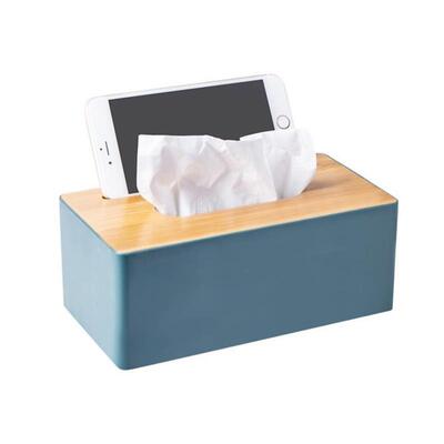 tissue box room paper storage napkin holder  收纳竹盖纸巾盒