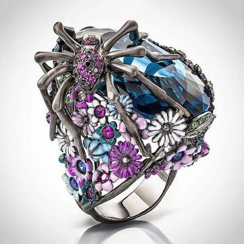 Exquisite Unique Spider Fog Finger Rings for women Shiny CZ