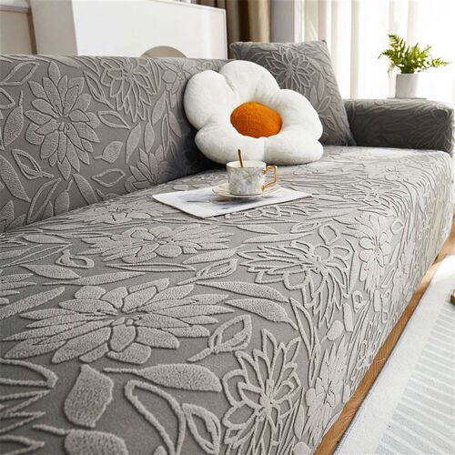 1pc Camellia Jacquard Elastic Sofa Slipver, Non-slip Sofa ve
