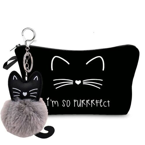 Cute Cat Print Cosmetic Bag Women Travel Waterproof Toiletry