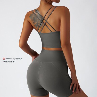 Women Sloping Shoulders Sport Bras Lingerie Bralette健身背心