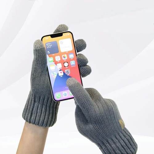 Winter Thickened Plush Knitted Gloves Touch Screen Driving G