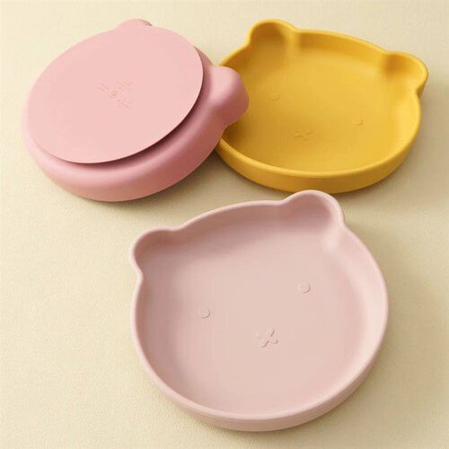 1PC Silicone Baby Dishes Suction Dining Plate Cartoon Bear S