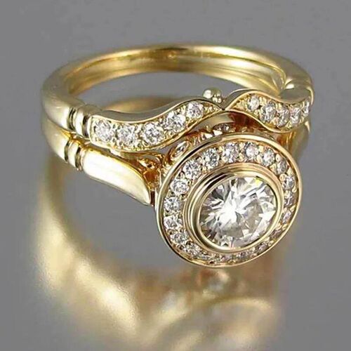 Luxury Ring Set White Round Zircon Ring Rhinestone Ring Anni