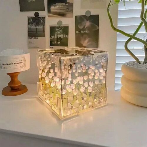 Creative Diy Tulip Flower Sea Cube Three-Dimensional Small N