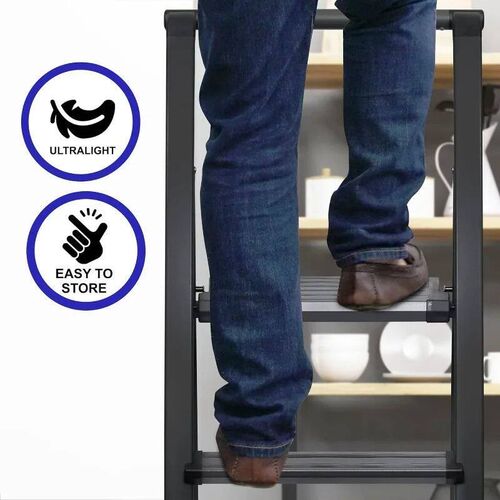 Step Ladder Folding, Decorative - Modern Beautiful Grey Alum