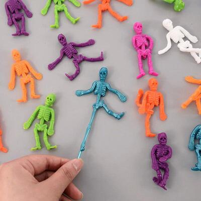 16Pcs Stretchable Skeleton Skull Man Toy Kids Halloween Birt