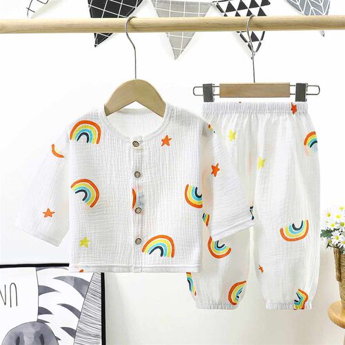 Childrens Summer Double-layer Cotton Yarn Suit for Boys and
