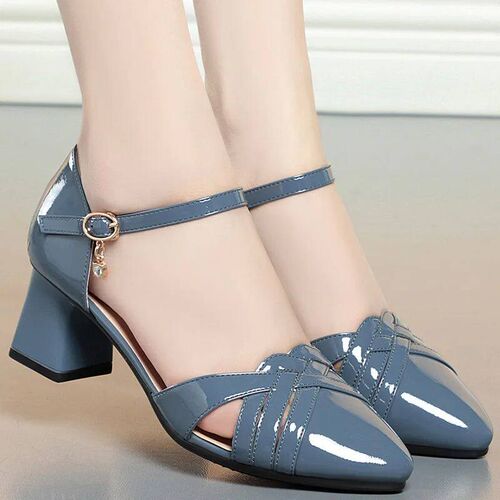 Fashion Buckle Strap Womens  Pointed Toe Square Heel Pumps