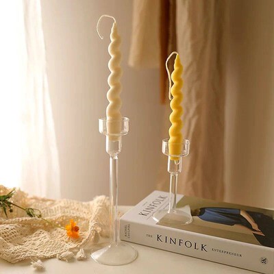 Aliloran Transparent Glass Candle Holder Vintage Candlestick
