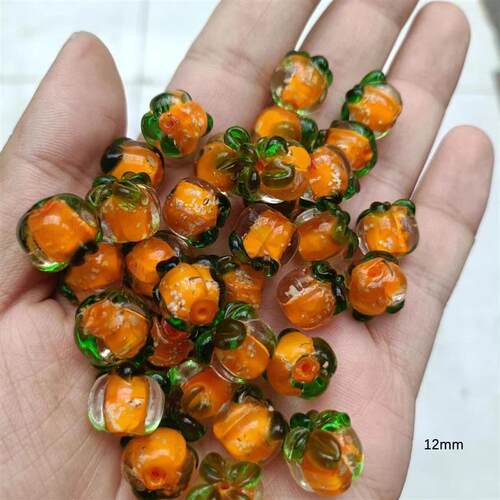 Handmade luminous glass bead persimmon bell orchid headband